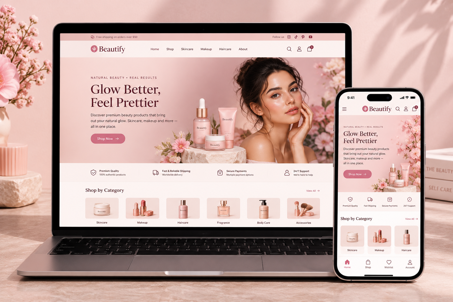 Beautify – Premium Beauty & Cosmetics E-Commerce Website UI/UX Design