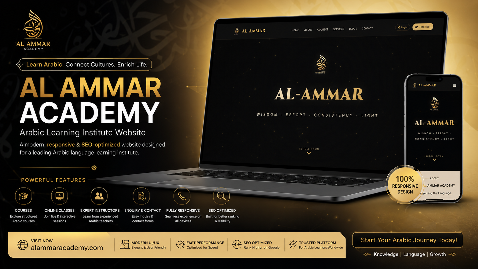 Al Ammar Academy – Arabic Learning Institute Website (Web Development Project)